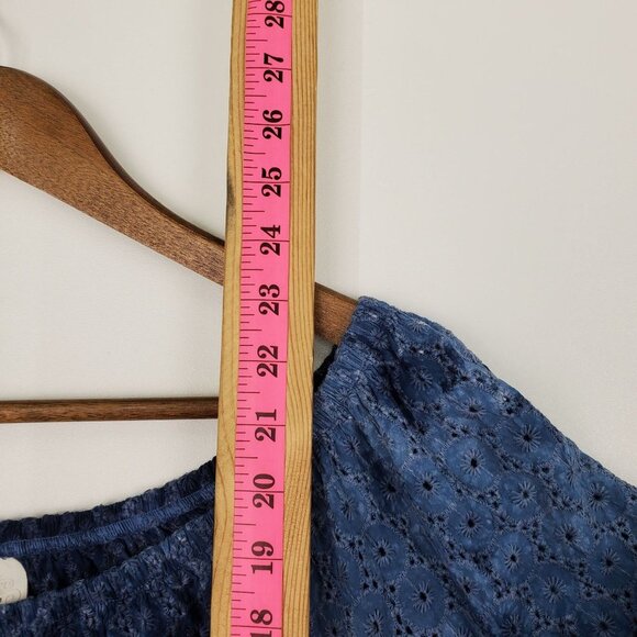 Knox Rose Womens Blue Eyelet Off The Shoulder Blouse Top Size M Short Sleeve - Picture 12 of 12